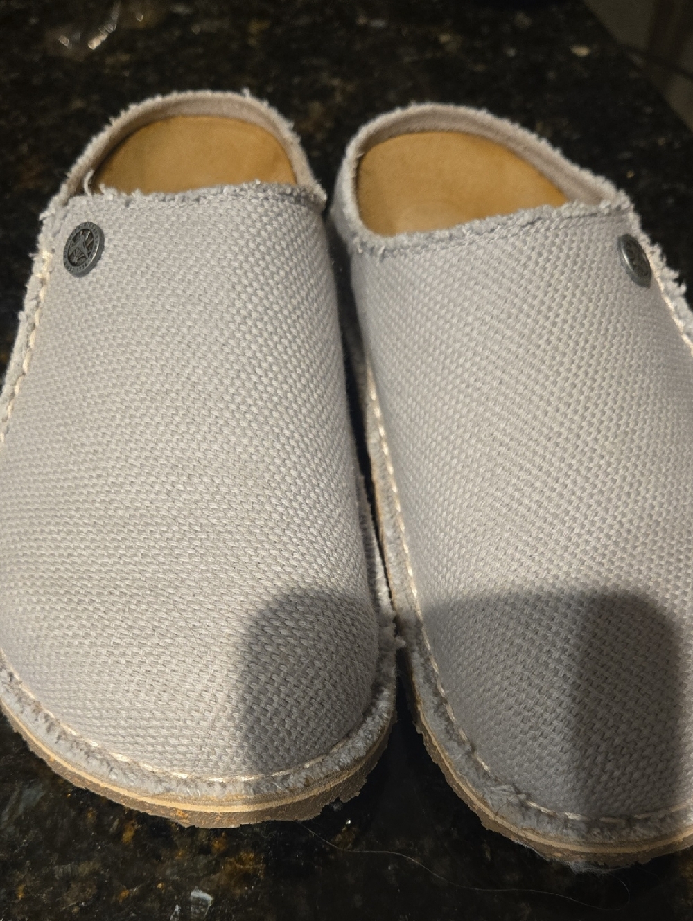 Birkenstock Women's Canvas Mule Clog in Light Gray
